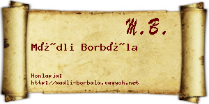 Mádli Borbála névjegykártya